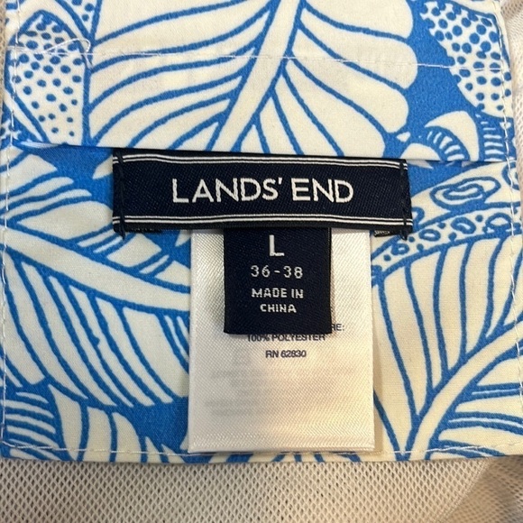 Lands' End Swim Trunks Men L Blue & White Tropical Floral Mesh Brief Inseam 8" - Picture 3 of 13